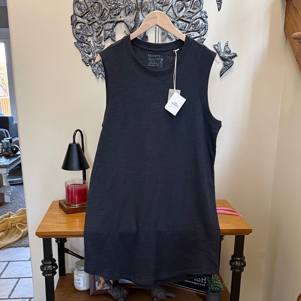 Faherty Sunwashed Black Sleeveless Dress - Organic Cotton - New with tags!!